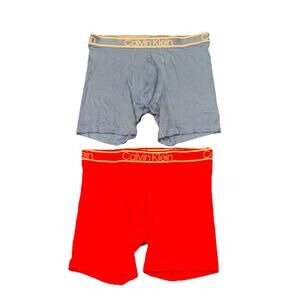Set of 2 Calvin Klein NP22620 Ultra-Soft Modern Boxer Briefs Red Size S